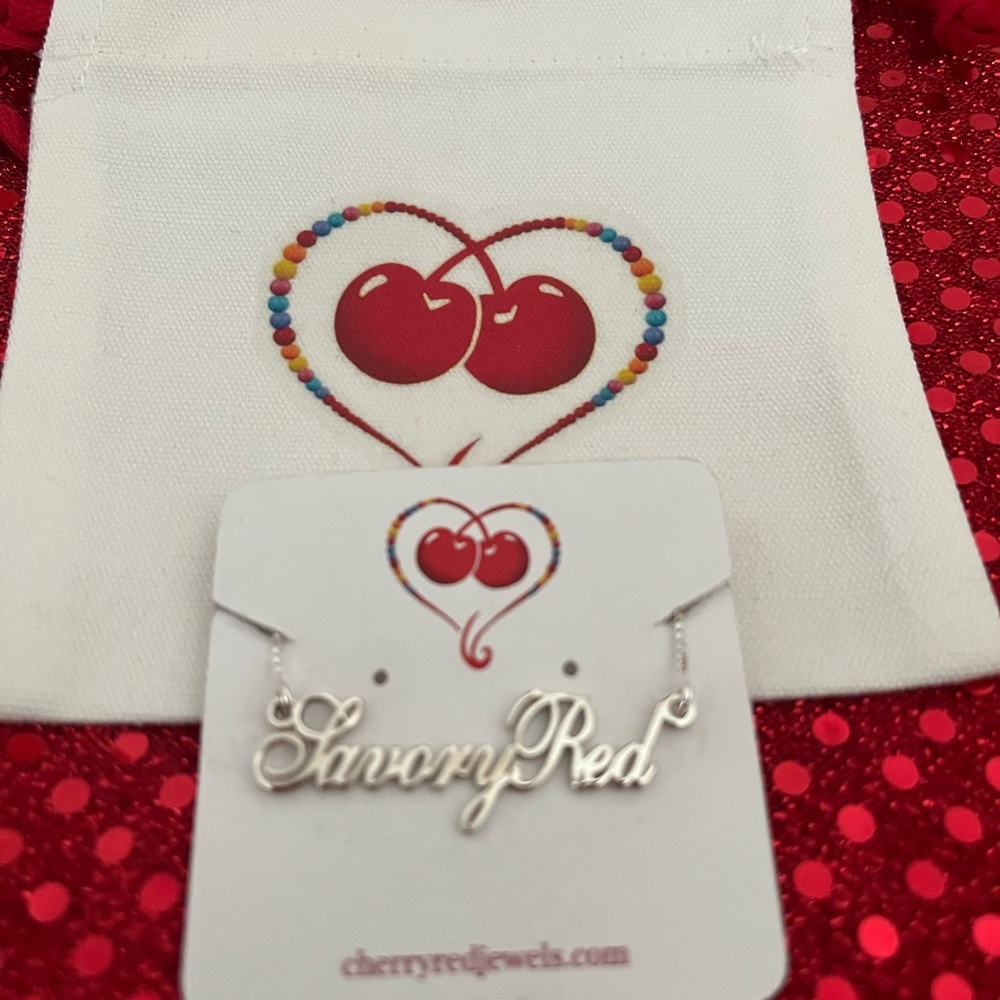“SavoryRed” Silver personalized name necklace